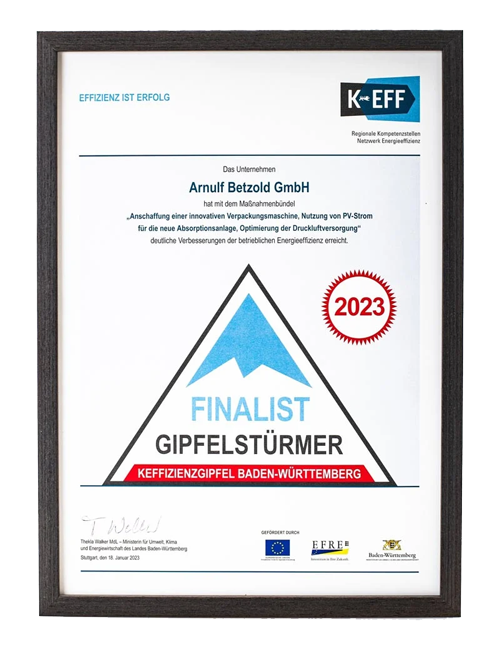 Finalist Gipfelstürmer 2023 Urkunde Finalist Gipfelstürmer 2023